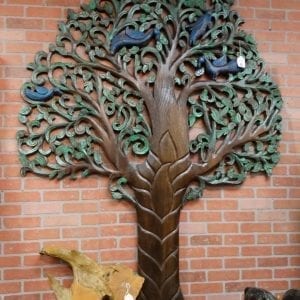 Tree Wall Art Large Carved Tree with Blue Birds