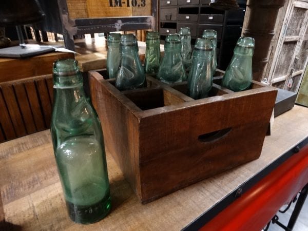 Codd Neck Soda Bottles in Wood Crate