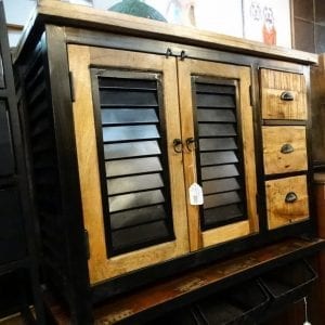Cabinet Black Metal Shutters Doors Chest of Drawers
