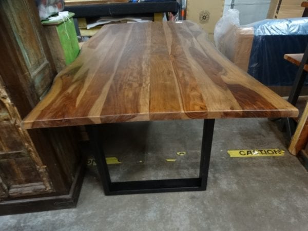 Dining Table Sheesham Wood with Black Metal Base Dining Table