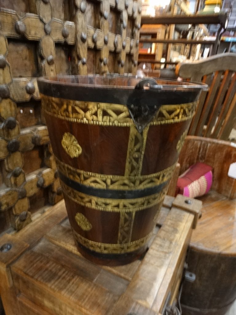 Bucket Gold Embossed Wood Vase Container Rare Finds Warehouse