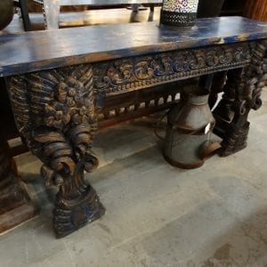 Console Blue or Red Carved Console Table