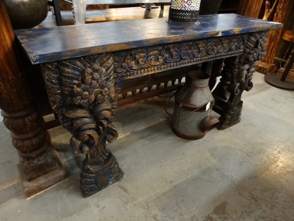 Console Blue or Red Carved Console Table