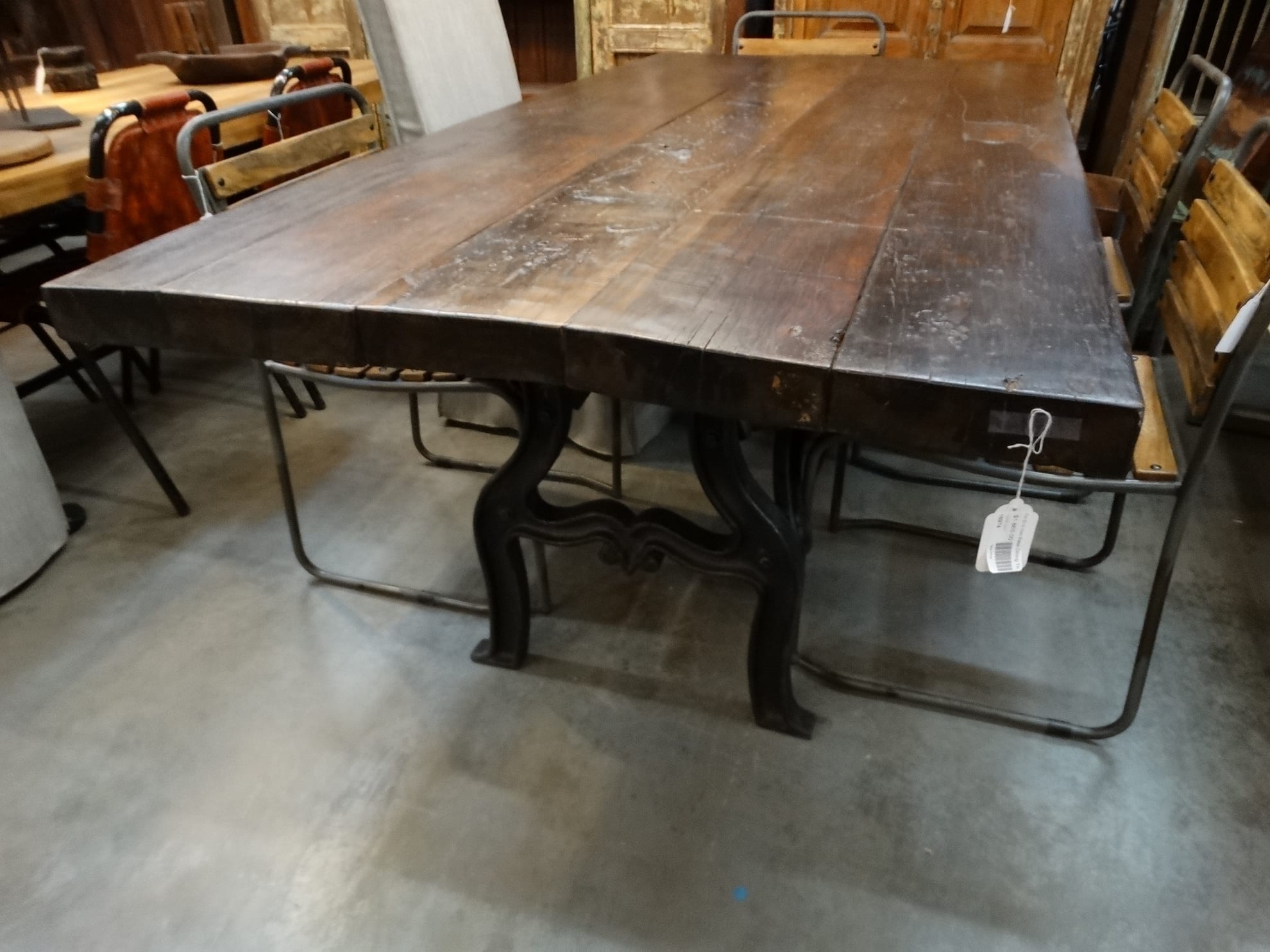 Cast Iron Base Dark Wood Table, Dark Wood Dining Room Table