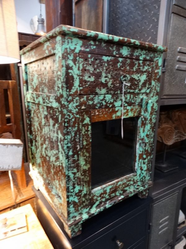 Nightstand Green Speckled End Table Cabinet