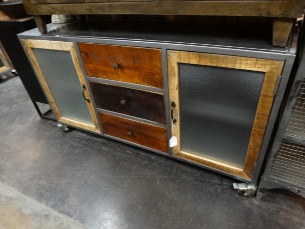 Sideboard Cabinet With Glass Doors Has A Modern Retro Flair