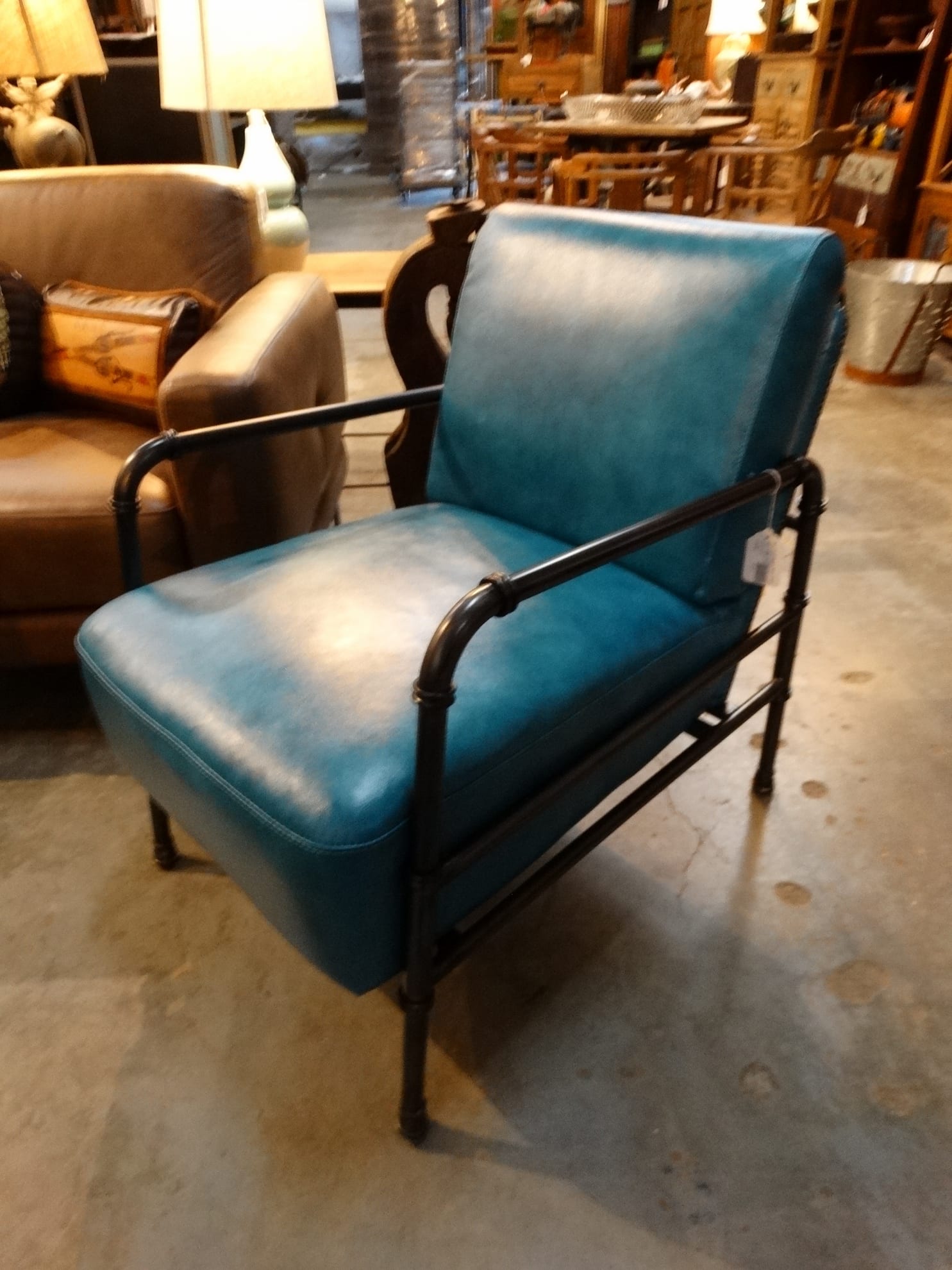 Elegant Blue Leather Chair Is Compact, Light Blue Leather Arm Chair
