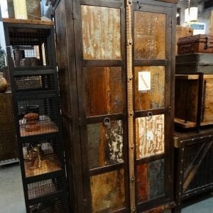 Cabinet Tall Cabinet with 2 Reclaimed Wood Doors