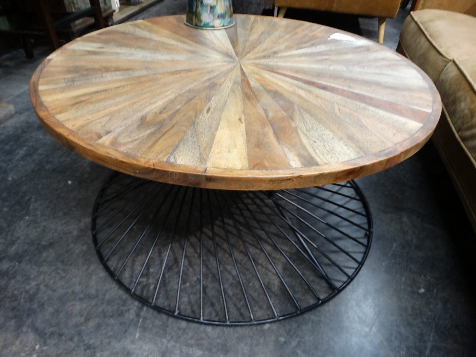 Outdoor Round Metal Coffee Table In Living Room