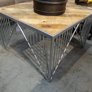 Coffee Table Metal Bridge Base Wood Top Coffee Table