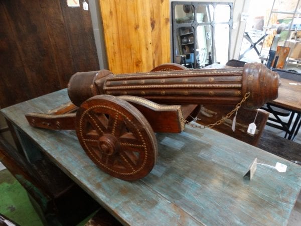 Cannon Vintage Wood Cannon with Metal Accents