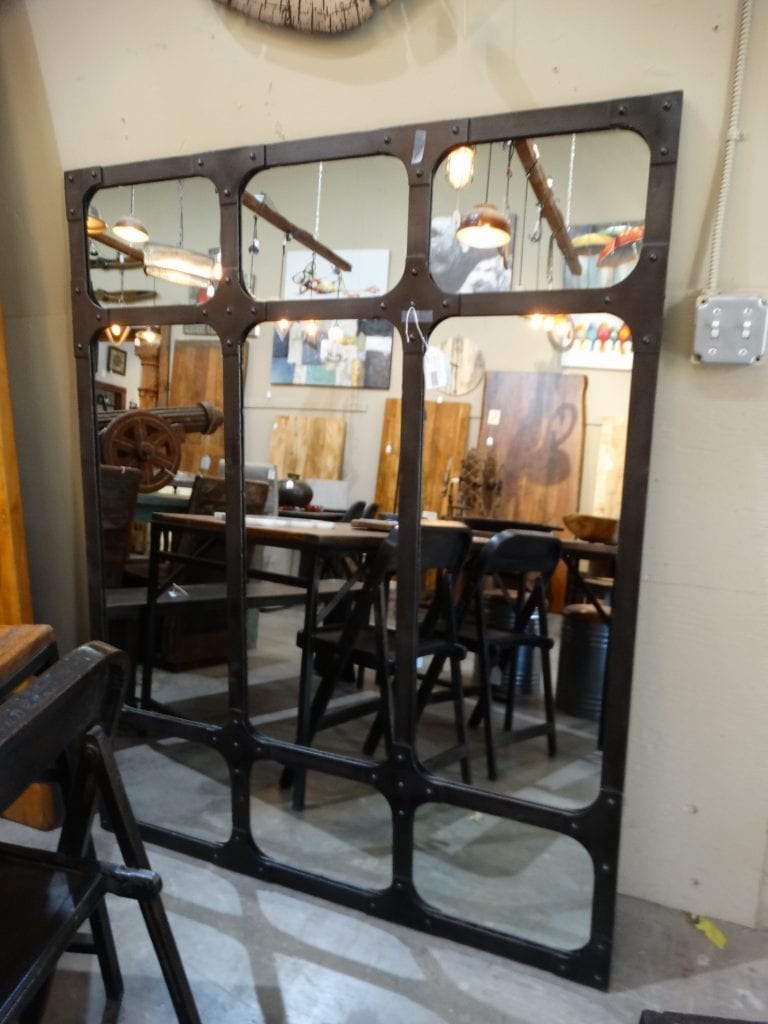Mirror Black Metal Paned Mirror