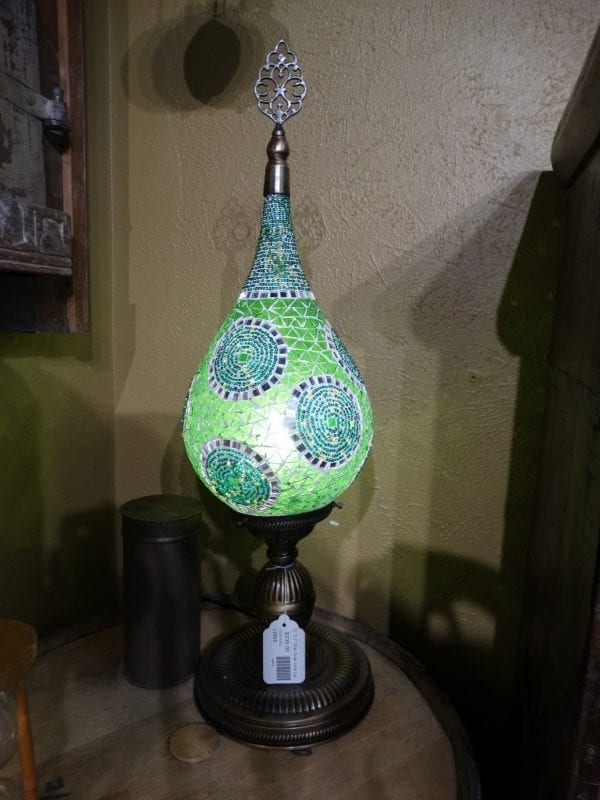 Lamp Green Mosaic Glass Tear Drop Table Lamp