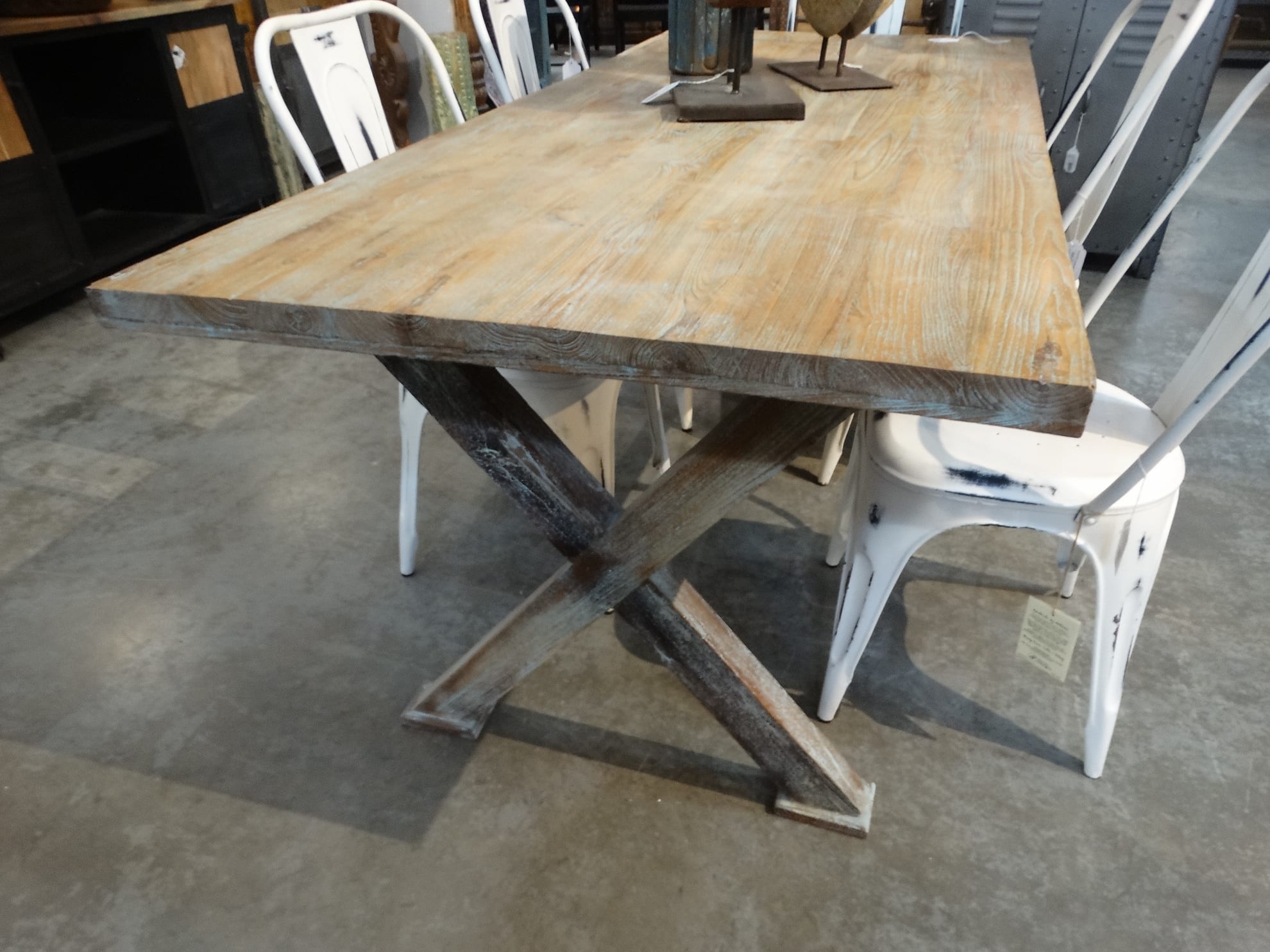 Table Wooden X Base Dining Table