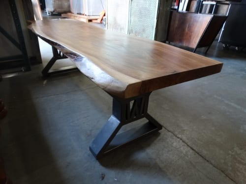 live edge table with steel frame