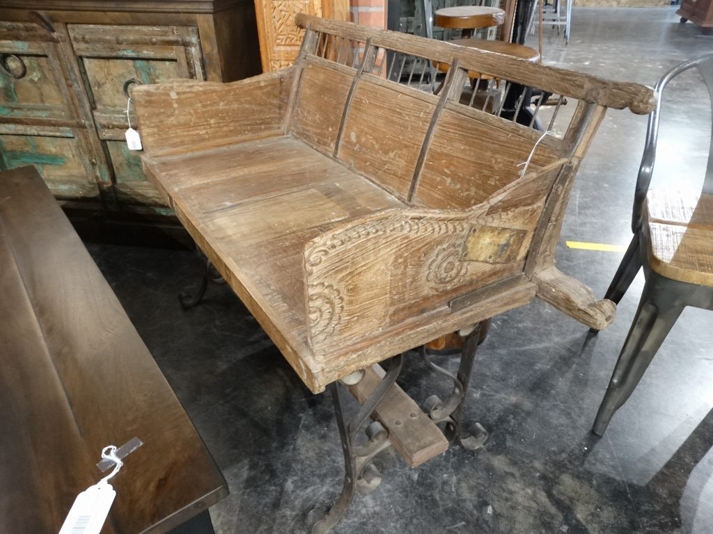 Bench Vintage Wooden Bench with Industrial Base