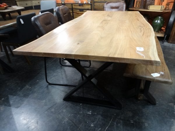 Dining Table Soft Live Edge X Base Dining Table