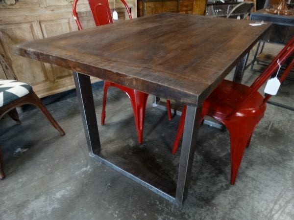 Table Dark Wood Dining Table with Silver Base