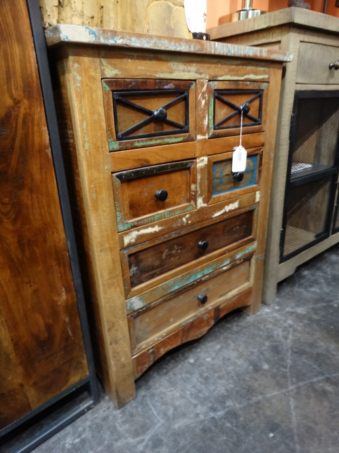 Chest of Drawers Colorful Reclaimed Wood Dresser Rare Finds Warehouse