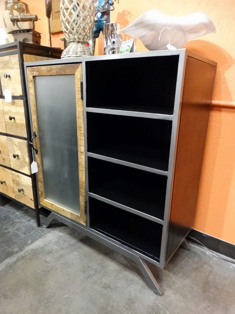 Cabinet Glass Door Open Shelves Unit
