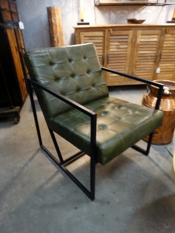 Arm Chair Green Tufted Leather Chair Rare Finds Warehouse