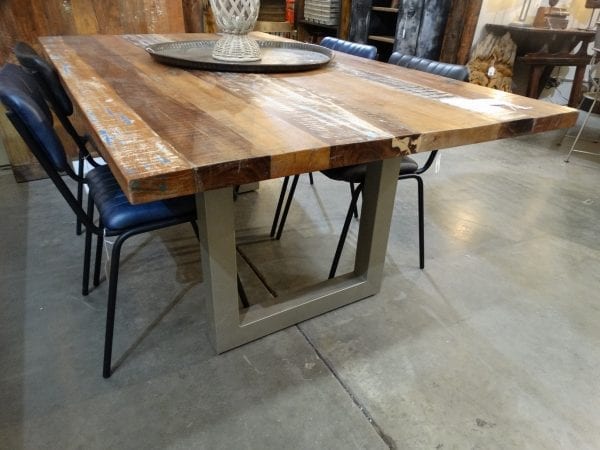 Dining Table Reclaimed Wood Metal Base Dining Table