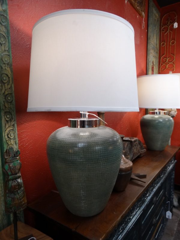 Green Grid Table Lamp