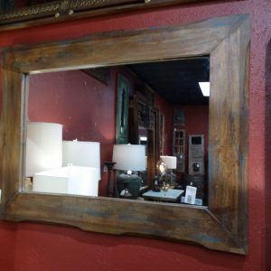 Mirror Rectangle Wood with Blue Accent Paint Mirror