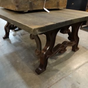 Coffee Table Heavy Cast Iron Base Wood Top Coffee Table