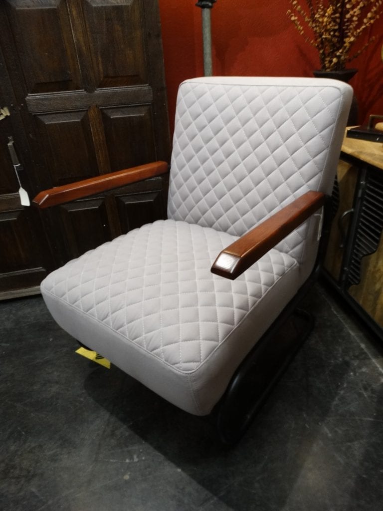 Arm Chair Diamond Quilted Canvas Arm Chair Light Gray