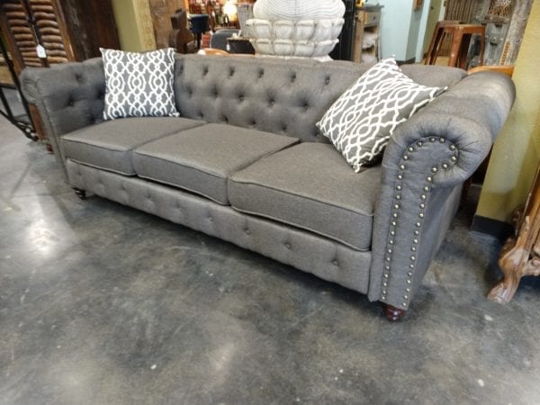Sofa Gray Linen Chesterfield Tufted Couch Sofa