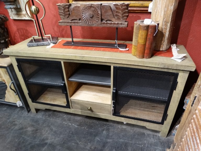 Sideboard TV Entertainment Console with Black Mesh Doors - Rare Finds Warehouse Sideboard TV Entertainment Console with Black Mesh Doors