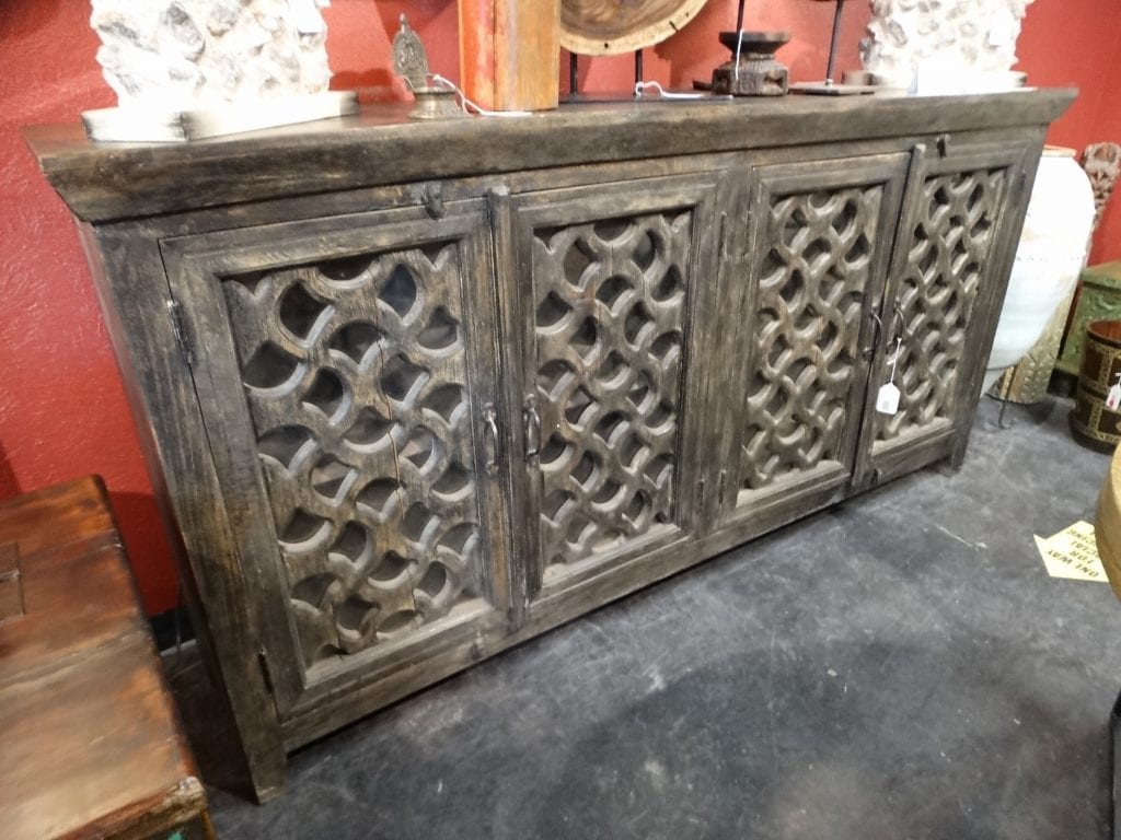 Carved Doors Brown Sideboard Cabinet