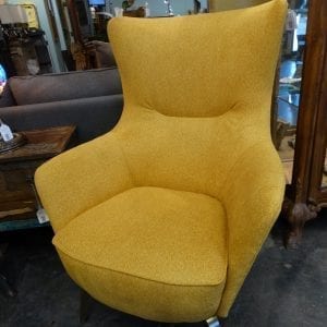 Hiback Yellow Upholstered Armchair