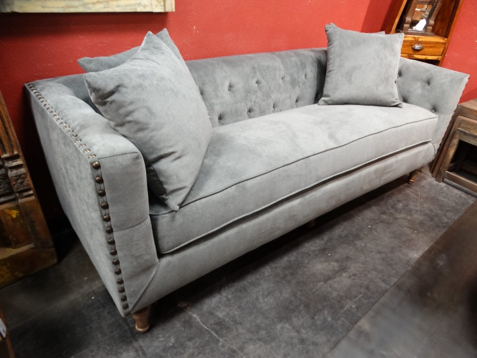Gray Tweed Tufted Jasper Sofa, Grey Tweed Corner Sofa