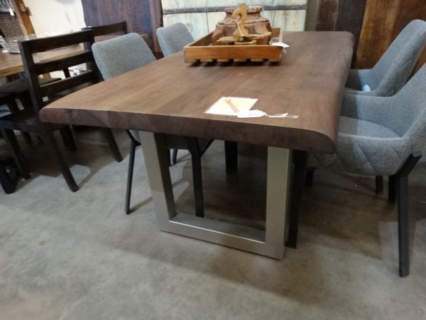 Dining Table Dark Top with Silver Metal Base Dining Table