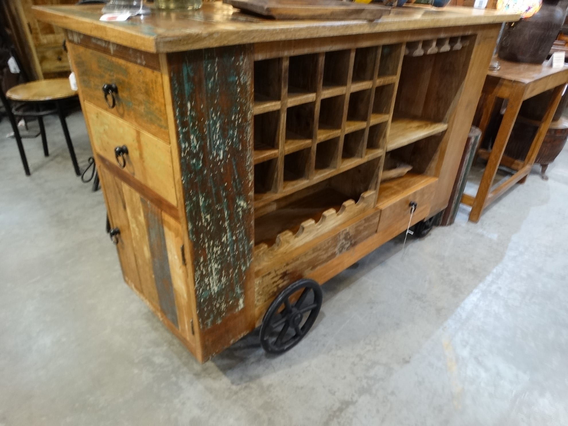 Wine Bar Cabinet Cart Trolley
