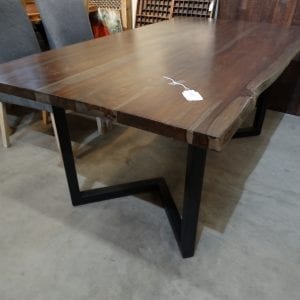 Dining Table Sheesham Gray with Black Base