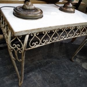 End Table Marble Top with Fancy Metal Base
