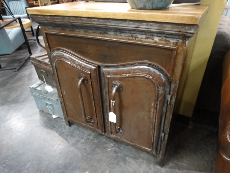 Two Brown Iron Doors Cabinet