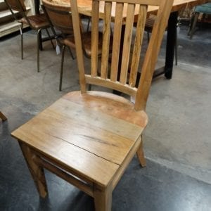 Heavy Wood Chair with Slatted Back