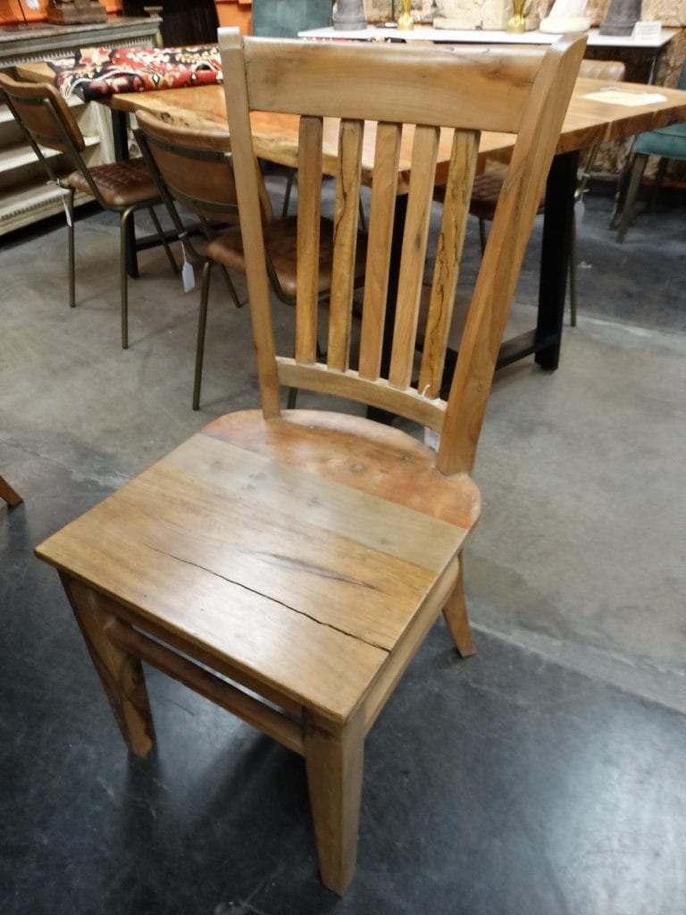 Heavy Wood Chair with Slatted Back