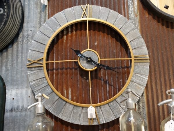 Metal and Wood Round Crosshairs Clock