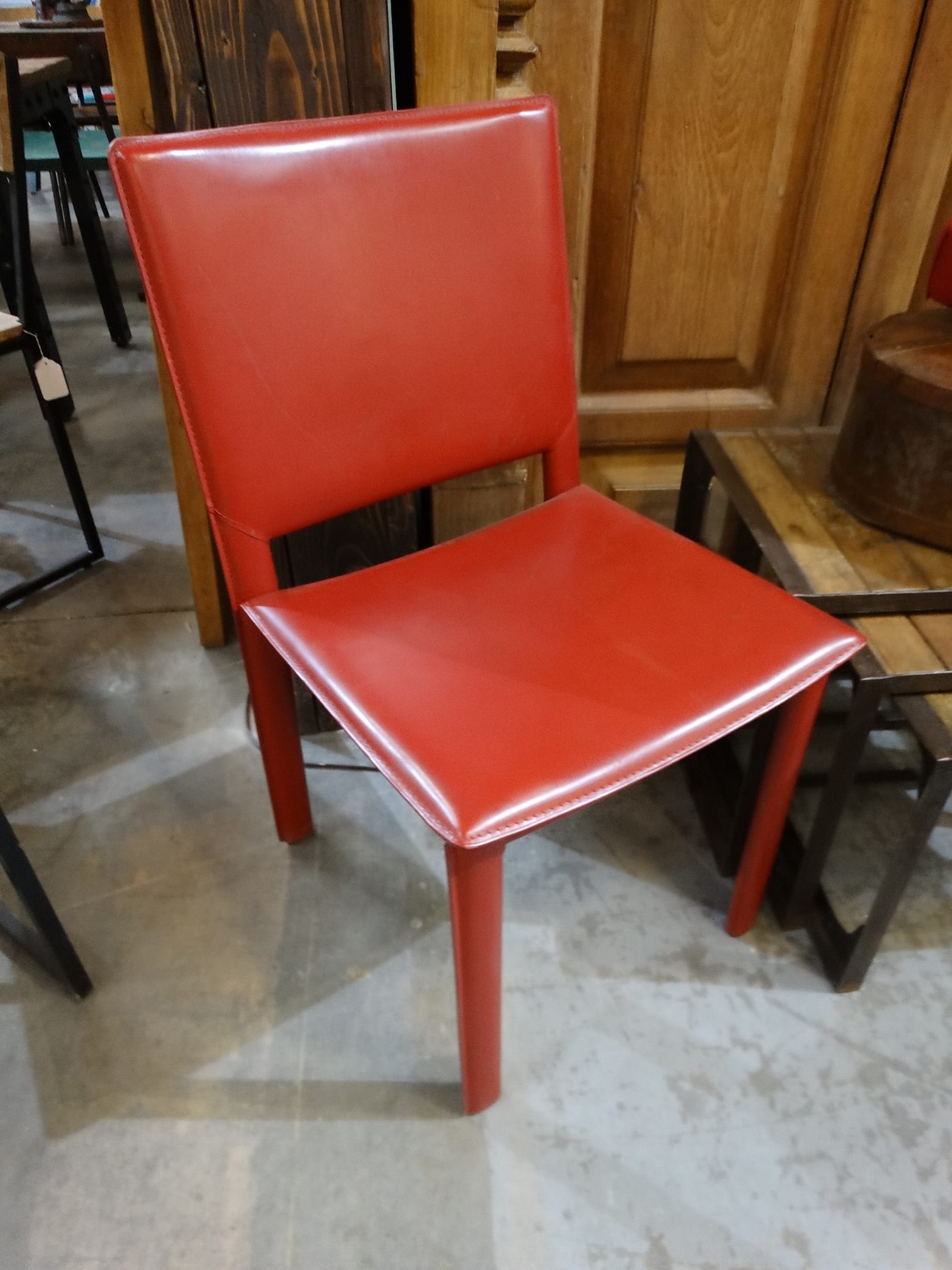 Chair Red Leather Dining Side Chair