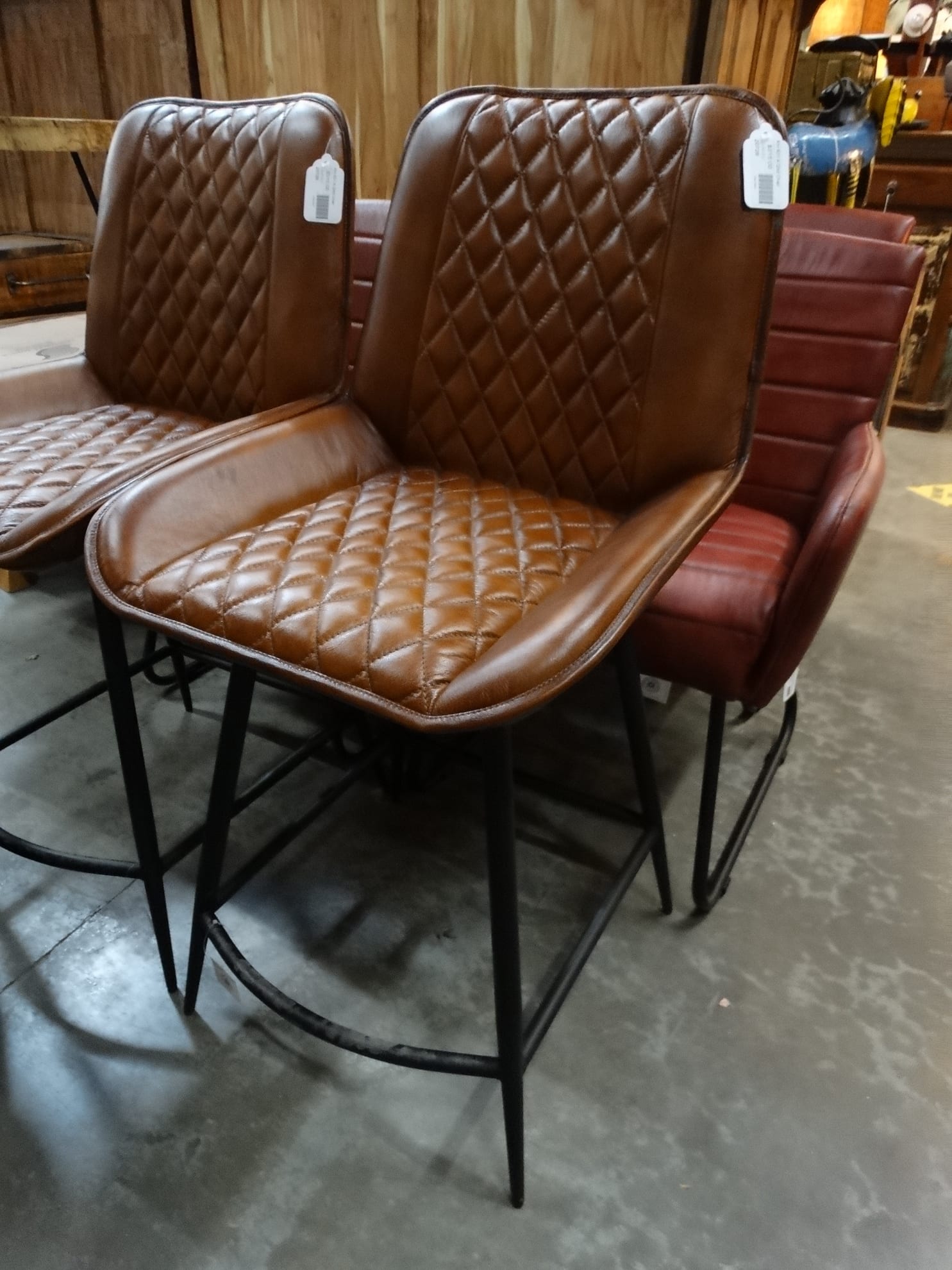 Leather And Metal Stool This Barstool, Quilted Leather Bar Stool