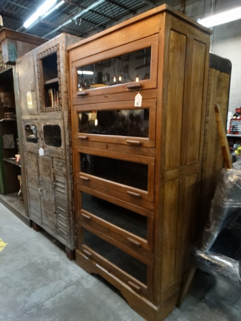 Cabinet Glass Barrister Cabinet with 5 Drawers