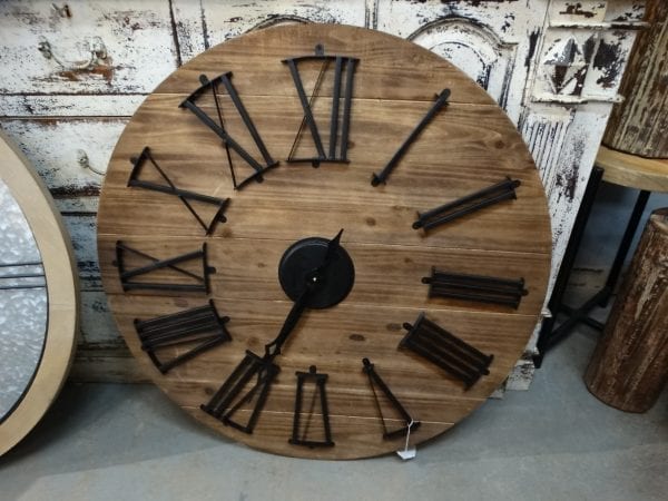 Round Clock with Black Roman Numerals