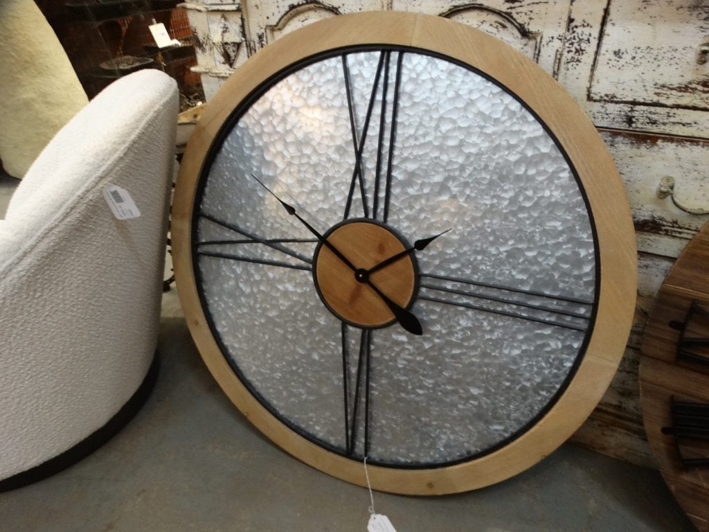 Metal Round Clock with Long Roman Numerals