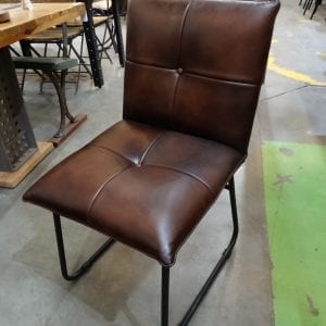 Chair Leather Buttoned Squares Dining Chair