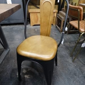 Dark Tolix Chair with Leather Seat and Back